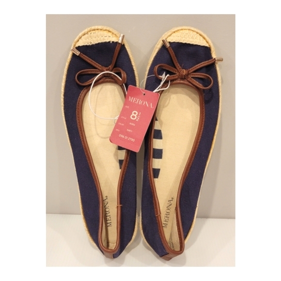 NWT Women's Merona Espadrille Flats Navy 8.5 - Picture 1 of 7